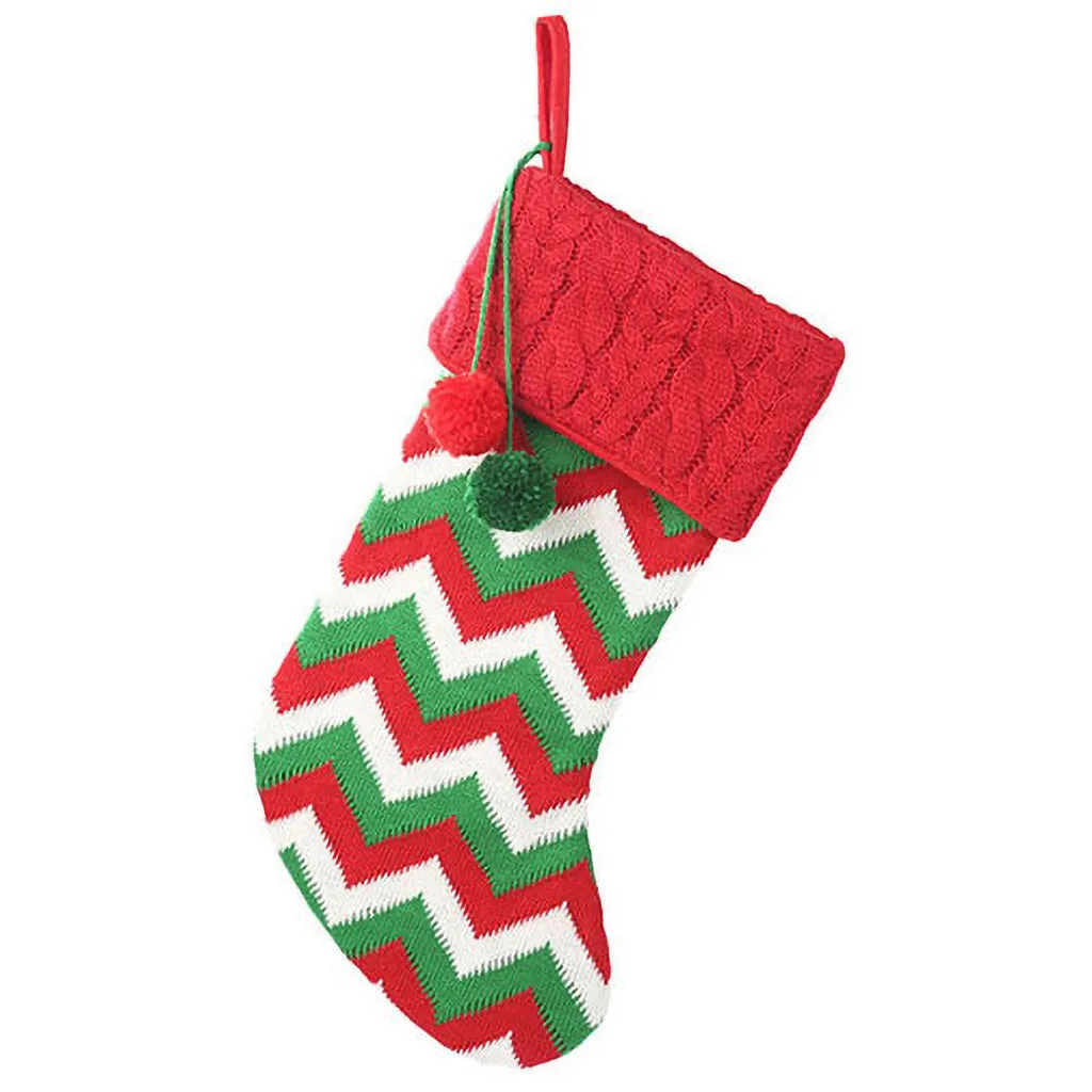 A Christmas Stockings Wool Socks Red And White Elk Gift Bag Jewelry Knitting Christmas Decorations For Home Adornos De Navidad - Цвет: A