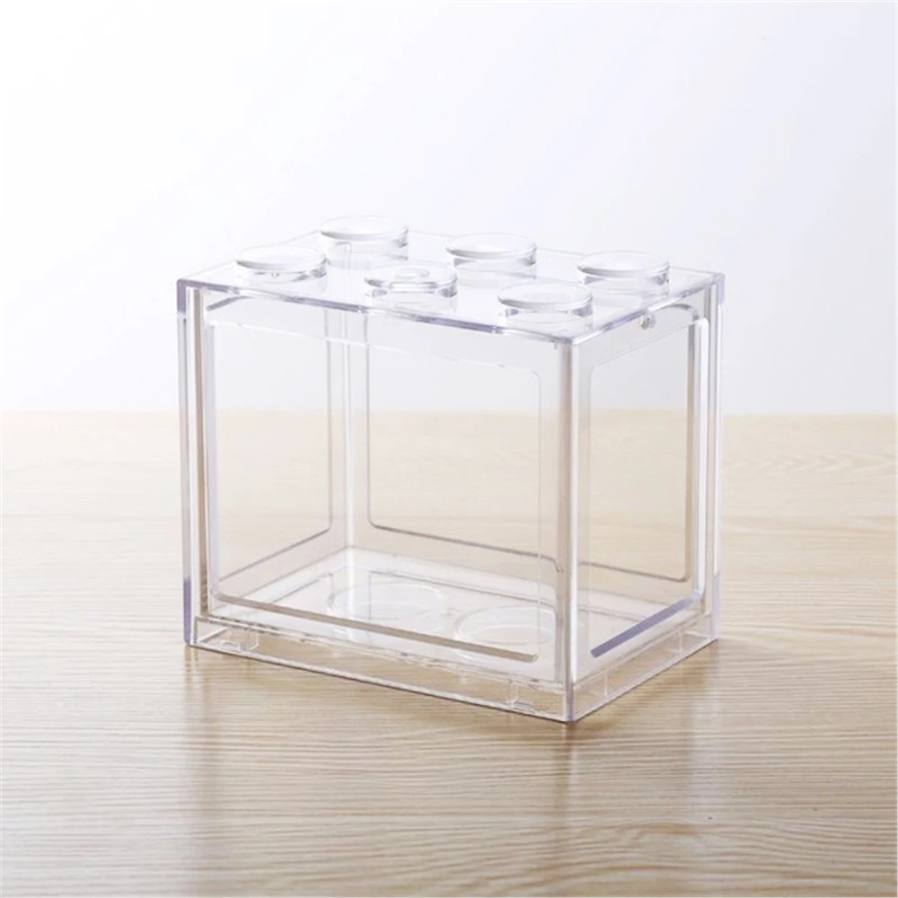 8 Colors Rectangle Mini Aquarium Fish Tank Home Office Tea Table Decoration Small Building Block Fish Tank Eco Tank Accessories (15)