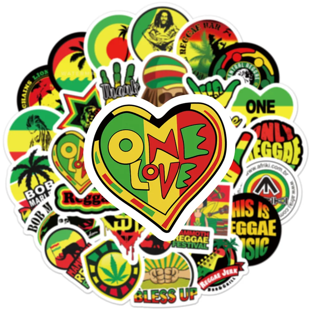 10/30/50pcs Bob Marley Reggae Music Stickers Skateboard Guitar Car Laptop Motorcycle Phone Bike Cool Graffiti Decal Sticker Toy