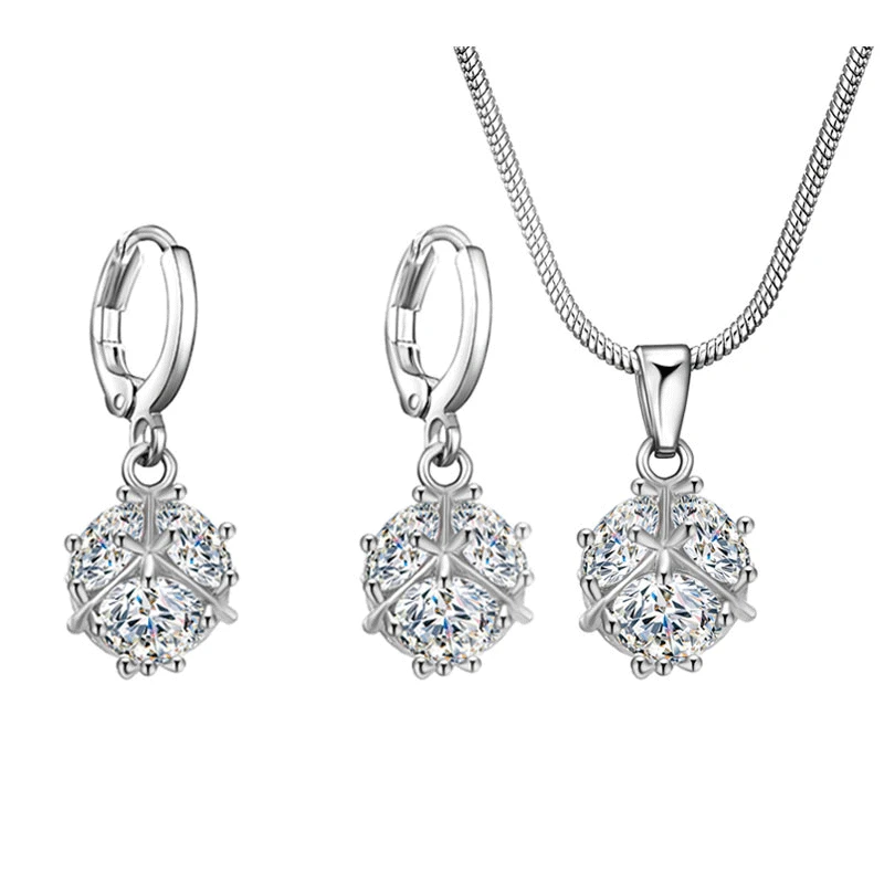 

2018 New Style Accessories AAA Zircon Necklace Earrings Set Austria Crystal Accessories Two-Piece Set Ornament