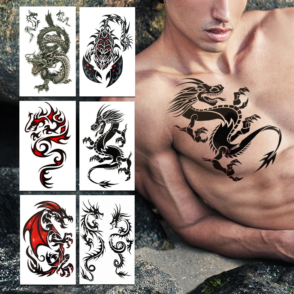 Fire Dragons Fake Temporary Tattoos For Men Women Scorpion King Tattoo