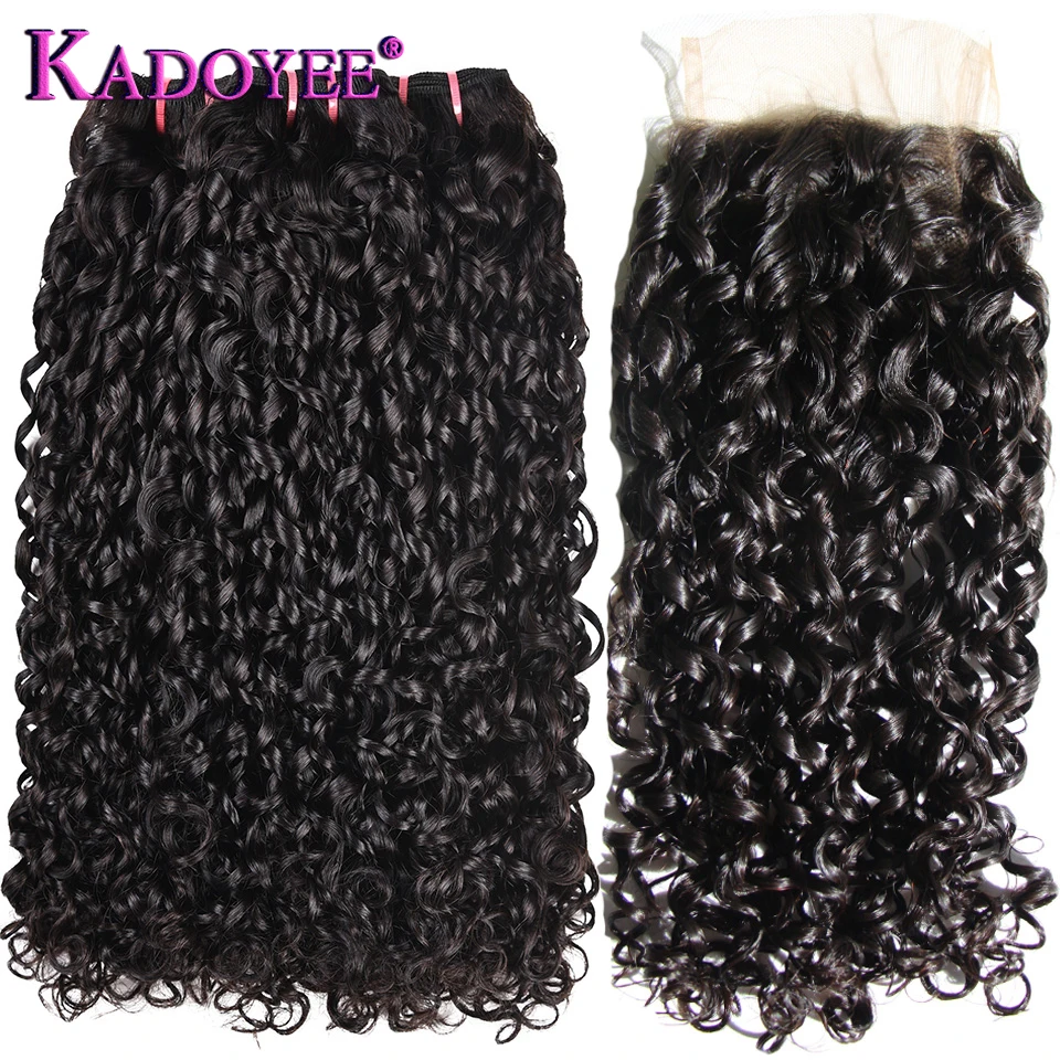 

Double Drawn Human Hair Pissy Curls Bundles and Closure Fumi Hair Weave Pixie Curls 3Bundles with Closure Remy Hair Extensions