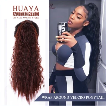 

HUAYA With Clip Wrap Around Velcro Ponytail Hair Extensions Hair piece Deep Wavy Long Wig For African women Daily Wear