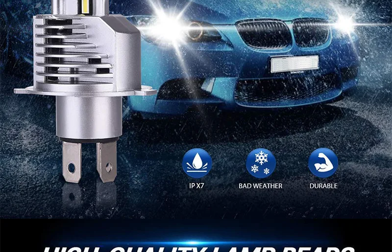 AILEO H4 Автомобильные фары H4 светодиодные лампы для автомобиля/мотоцикла фары лампы дальнего света ближнего света Fighter Foco 80 Вт 12 В 24 в 6000 К Led