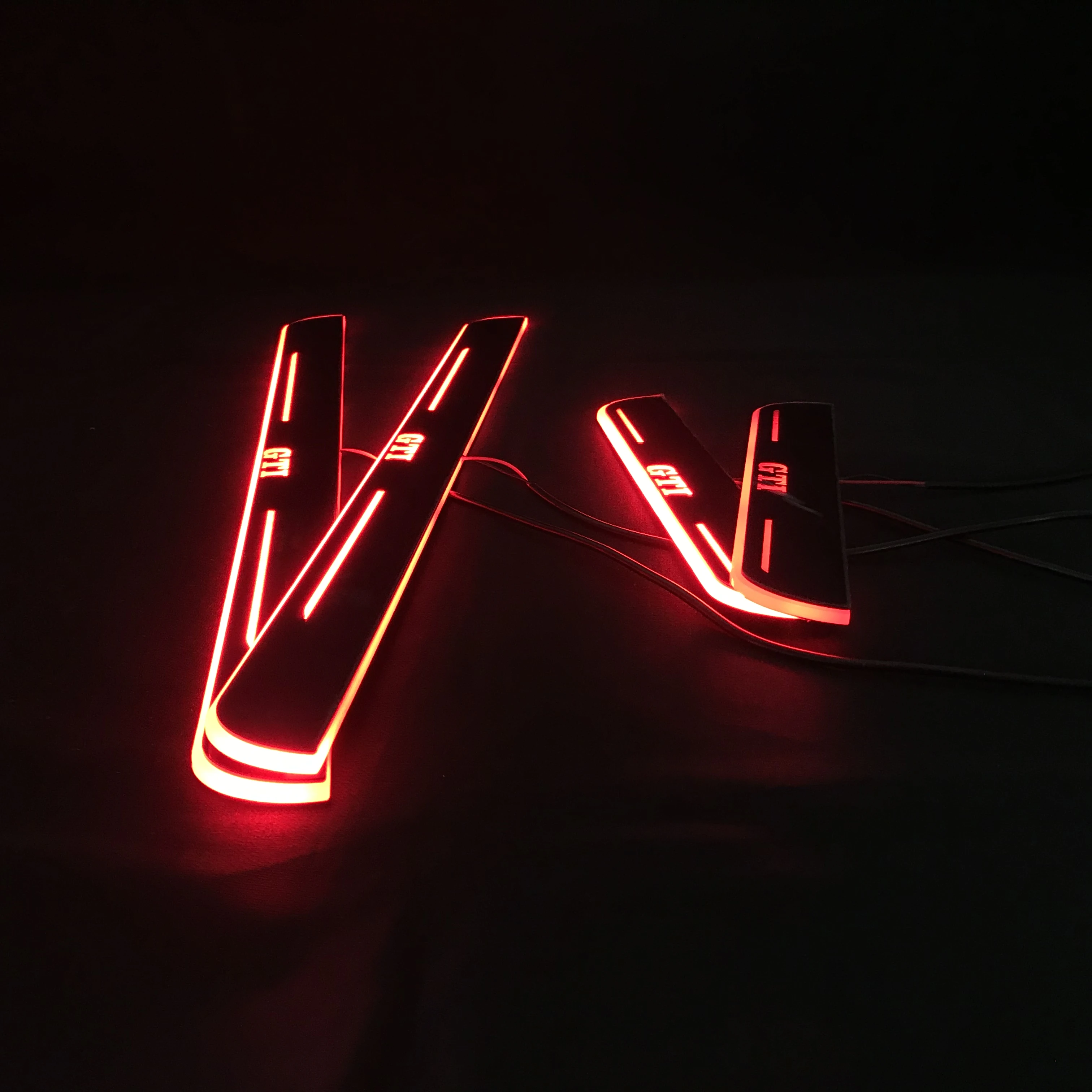 RQXR led порога пластина для Volkswagen Гольф 7 mk7 golf gti плоский подкладка накладки фиксированный светильник Порог Охранников, 4 предмета в комплекте