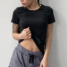 BESGO, Женский Топ для йоги, спортивный топ для фитнеса, гимнастический Топ, женская спортивная футболка для женщин, тонкая быстросохнущая футболка для бега, Йога, короткий рукав