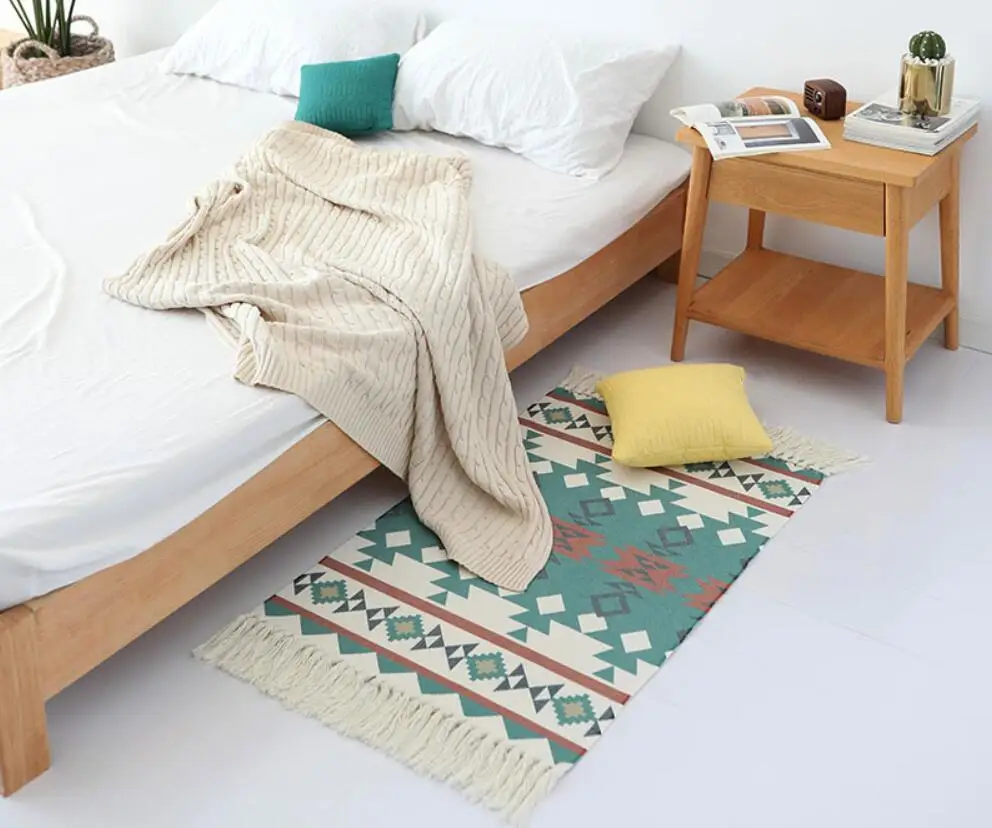 Хлопковые килим с кисточками, мягкие ковры для гостиной, спальни, детской комнаты, домашний ковер, коврик для двери, простой скандинавский стиль, декоративные коврики