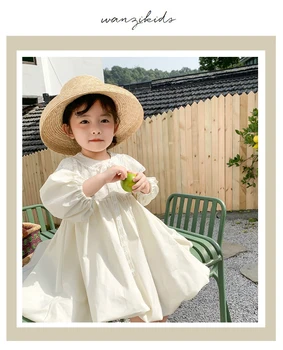 

Childrenswear 2020 Spring New Princess Dress Preppy Style Skirt Toddler Dress Round Collar With Lovely Lace Girls Beauty Dresses