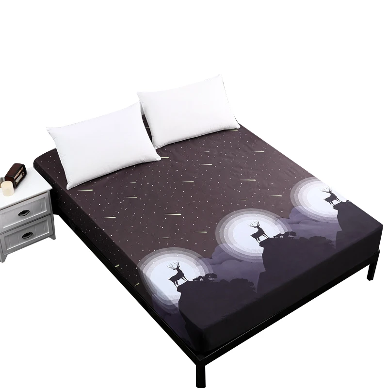 

Waterproof Printing Bed Mattress Cover Waterproof Protector Pad Fitted Sheet Separated Water Bed Linens with Elastic Breathable