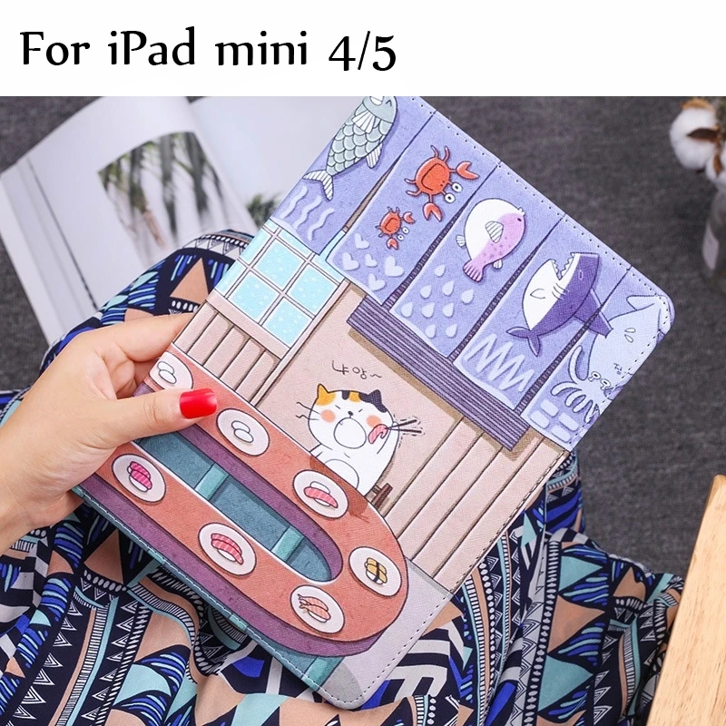 NO.01 for mini 45 Для Apple Ipad Mini 1 2 3 4 5 7,9 дюймов Смарт Пробуждение кожаный мягкий ТПУ чехол японские суши иллюстрации планшет защитный чехол+ подарки - Цвет: NO.01 for mini 45