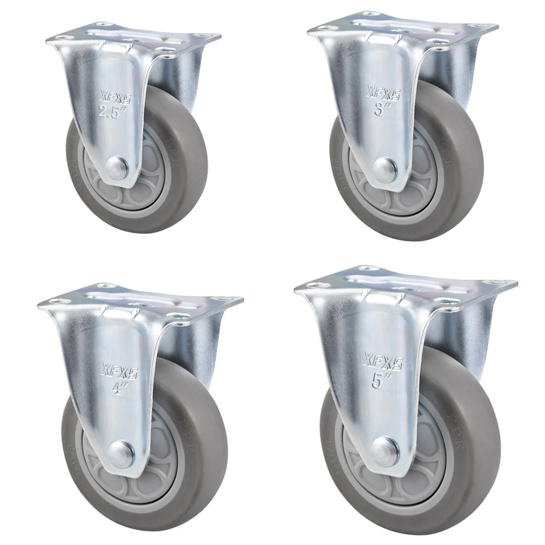 

uxcell 1/2pcs Fixed Caster Wheels 2.5/3/4/5inch TPR Caster Top Plate Mounted 242/264/286/308lb Capacity High Quality