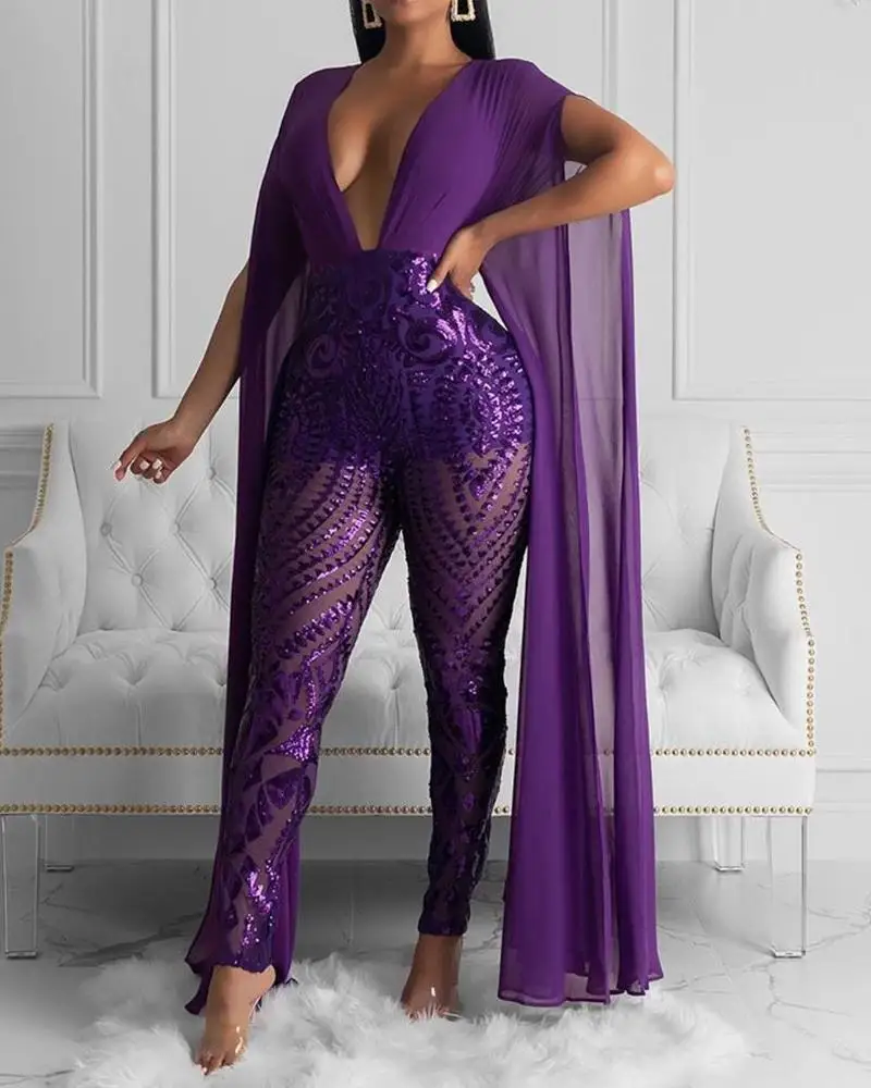 Purple glitter jumpsuit Clearance