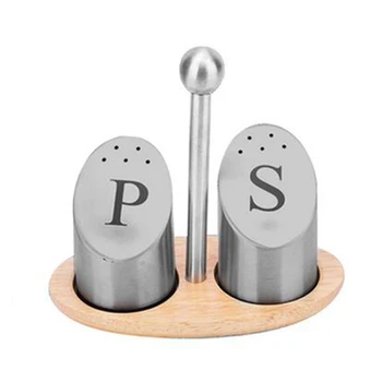 

Stainless Steel Condiment Tank Salt Pepper Shaker Seasoning Set Bottle Seasoning Kitchen Jar Kitchen Supplies