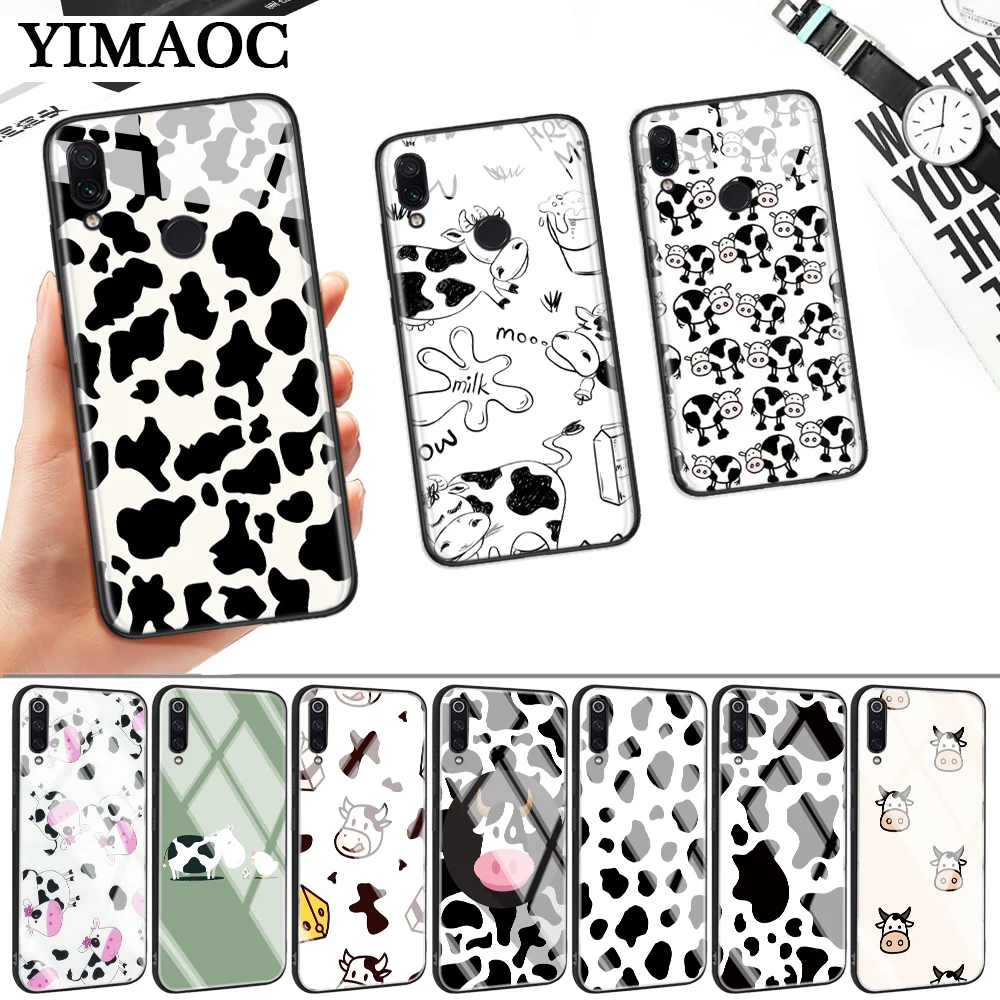 black and white cow On Sale Glass Case for Xiaomi 8 Lite 9 A1 A2 5X 6X F1 Redmi 4X 6A Note 5 6 7 Pro |