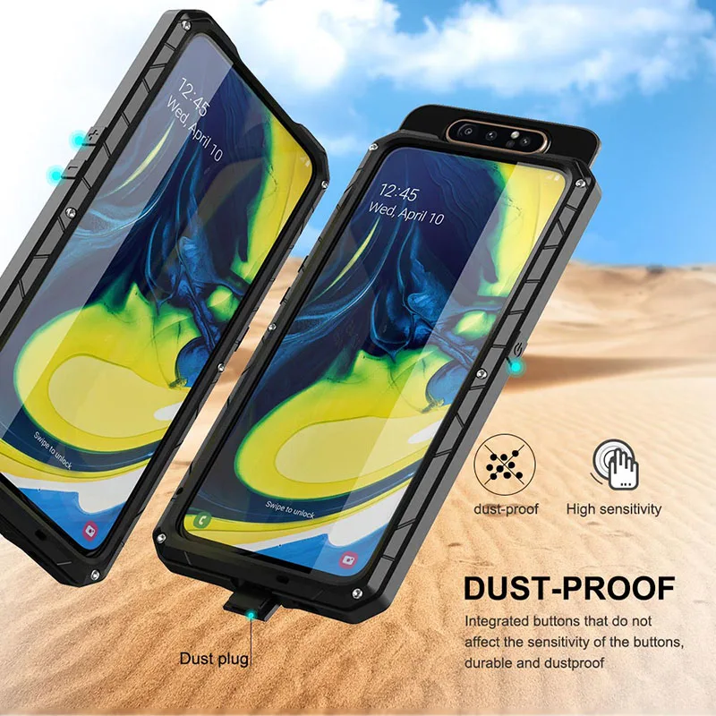 Skup Do Samsung Galaxy A80 etui na telefon twarde aluminium metalowe szkło hartowane ekran prezent Protector pokrywa Heavy Duty Pokrywa ochronna