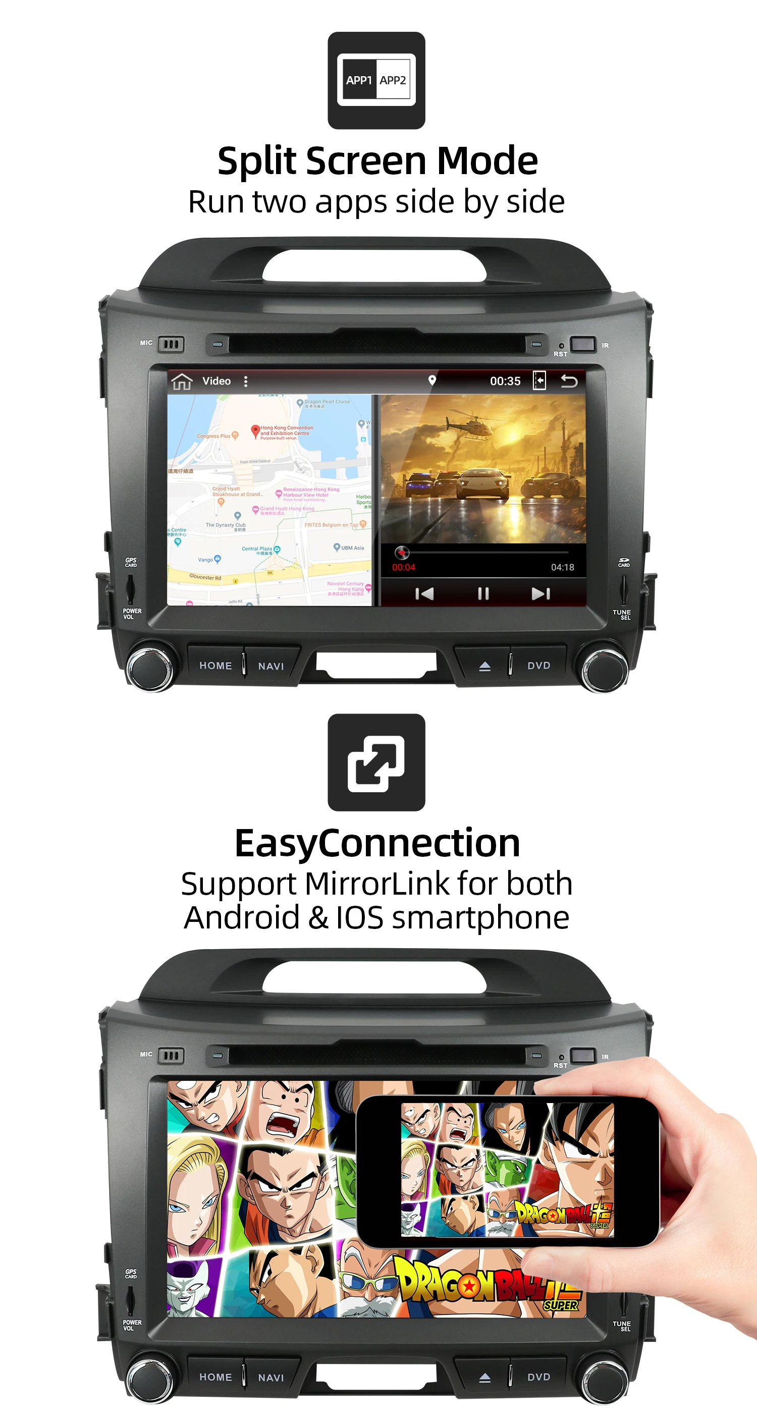 4G+ 64G 2 din для kia sportage 2011 2012 2013 Автомагнитола стерео аудио Главный блок на Android 9,0 Wifi AUX SWC TDA7851