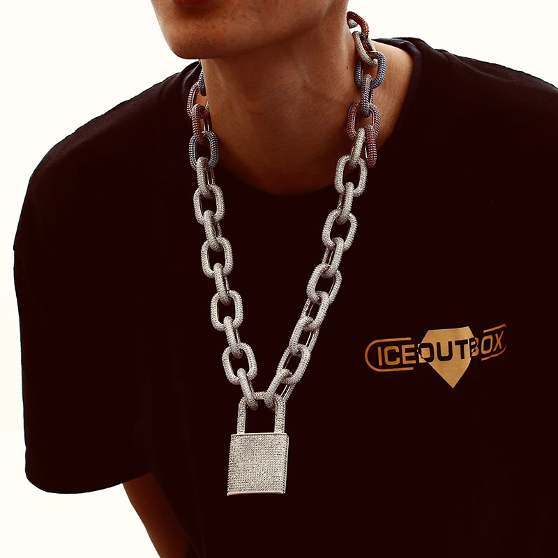 Exaggeration Iced Out Lock Pendant 