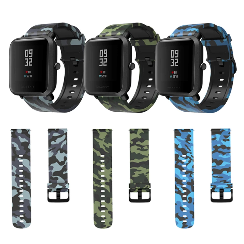 BOORUI 20 мм Amazfit Bip различные принты Мягкий Силиконовый ремешок для Xiaomi Huami Amazfit ремешок Bip correa Amazfit Bip ремешок для часов