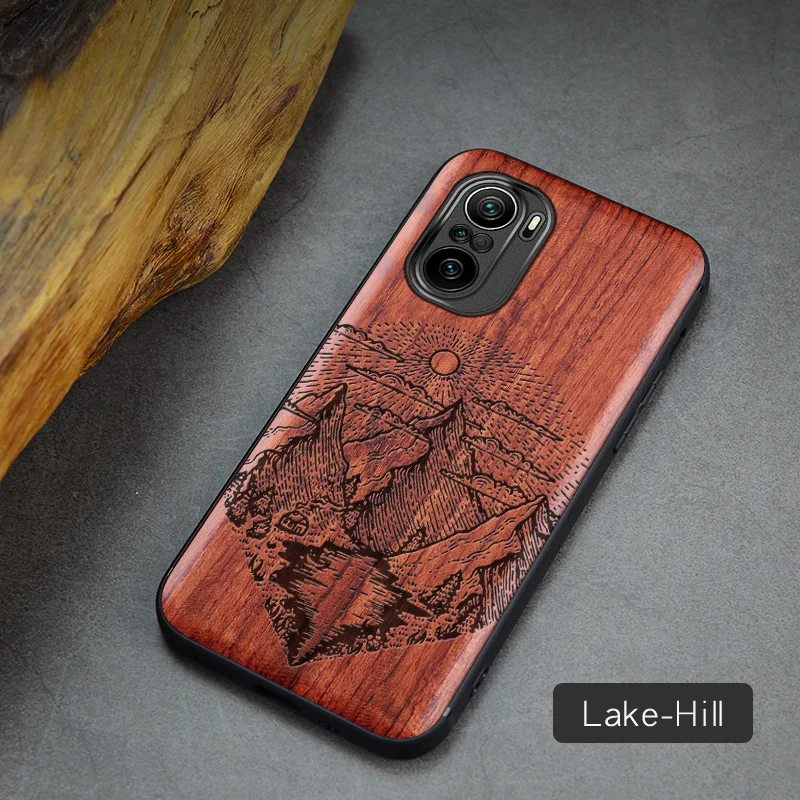 Деревянный чехол Elewood для Mi POCO F3 Xiaomi Redmi K40 Pro из натурального дерева оригинальный