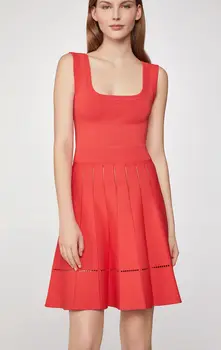 

New Woman Red Black Bandage A-line Dress Elastic Club Ladies Birthday Night Party Fashion Sexy Leisure Ruffles Dress