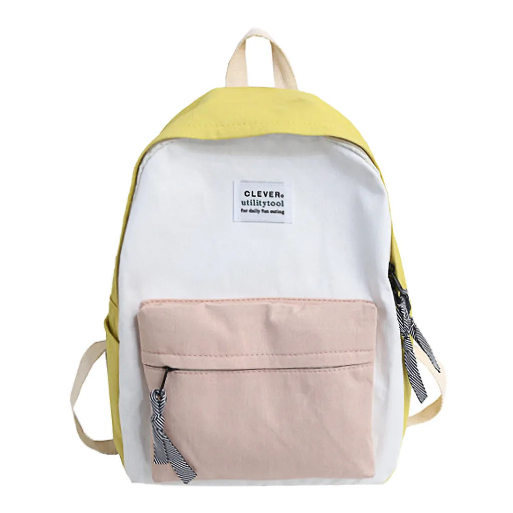

OCARDIAN Women Canvas Backpacks Candy Color Waterproof School Bags for Teenagers Girls Laptop Backpacks Patchwork Backpack 819