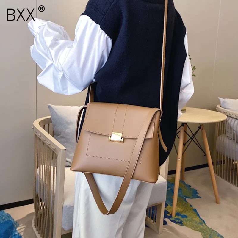 

[BXX] Solid Color Totes For Women 2020 Winter New Designer Large Capacity Handbags Lady Travel Simply Shoulder Crossbody Bag a86