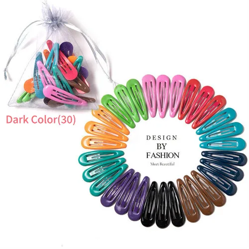 Dark Color(30) Цветные, 40 шт., темные цвета, милые детские заколки, модные заколки для волос, металлические заколки, стильные аксессуары(с сумкой для хранения - Цвет: Dark Color(30)