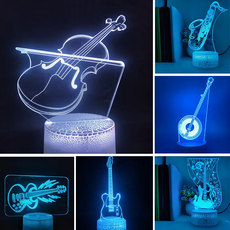 New Musical Instruments Saxophone 3D Night Light 7 Color Change LED Table Lamp 