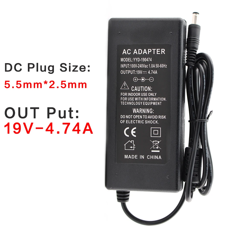 AC DC Charger 90W 19V Power Adapter for ASUS K53BY K53SJ K53SV K53U K53E 5.5mm