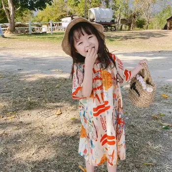 

Children Clothing Summer Thin Girls Dress Lovely Princess Dress Baby Girl Clothes Floral Printing Kids Dresses Girls Dress