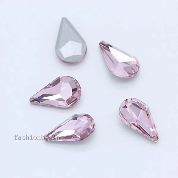 lt pink 30p 5x8 мм каплевидный цвет точка фольгированный назад стеклянный модный Камень Кристалл Стразы капелька дизайн ногтей украшения ювелирных изделий - Цвет: lt pink