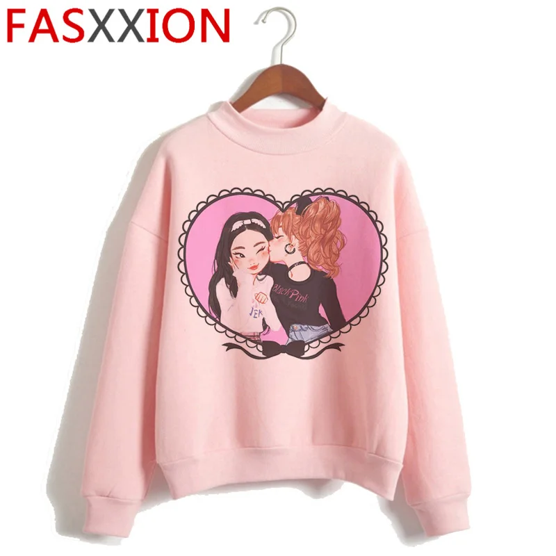 Черный розовый в вашем районе Harajuku Kawaii толстовки женские Kpop Kill This Love Ullzang Толстовка квадратная 90s K-кофта с капюшоном в стиле поп женская - Цвет: H4712