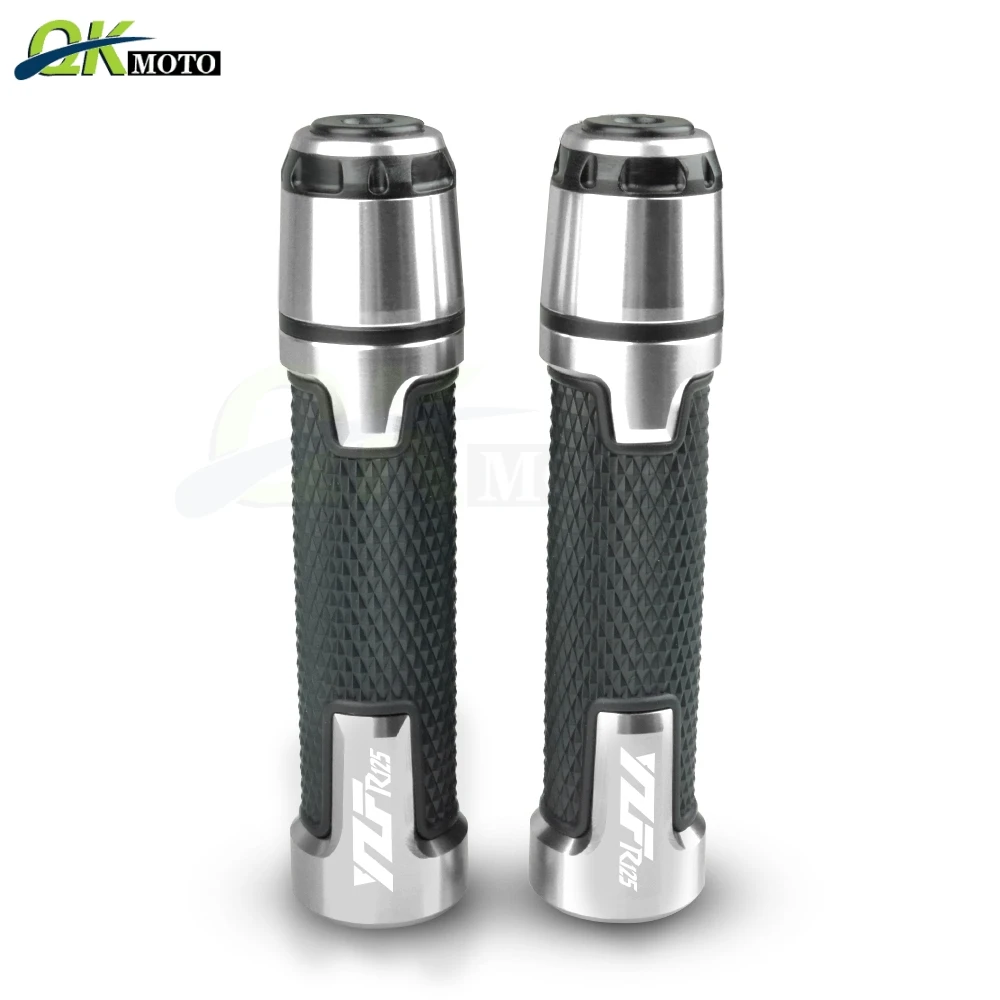 Аксессуары для мотоциклов 7/8 ''22 мм CNC алюминиевая рукоятка руля и ручка торцевой слайдер колпачок штекер для Yamaha FJR1300 YZF R125 - Цвет: Серебристый