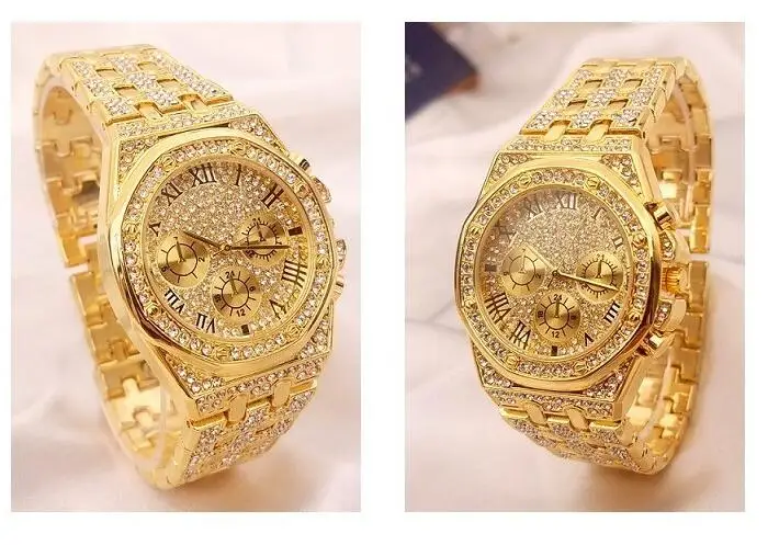 Men Watches Top Brand Luxury Iced Out Watch Gold Diamond Watch for Men Square Quartz Waterproof Wristwatch Relogio Masculino
