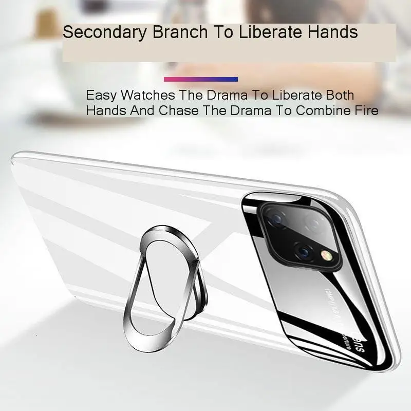 Для IPhone 11 Pro Max чехол 6,5 дюймов Xr Xs Роскошный Полный Корпус Жесткий ПК+ закаленное стекло бампер чехол с магнитом автомобильный держатель кольцо