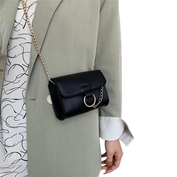

2020 Fashion Trend Women Rectangle Shape Solid Color Cross Body Bag Flip Design Metal Chain Shoulder Massage Tote Handbags