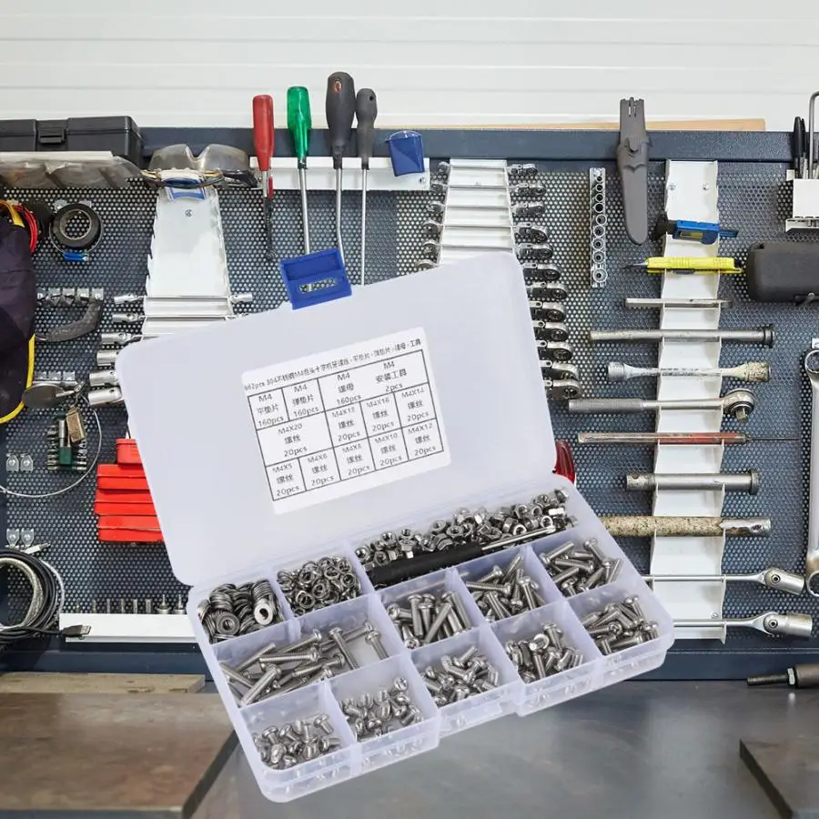 

662 Pcs/set DIY Combination Set Pan Machine Screw+Flat/Elastic Washer+Nut plastic screw
