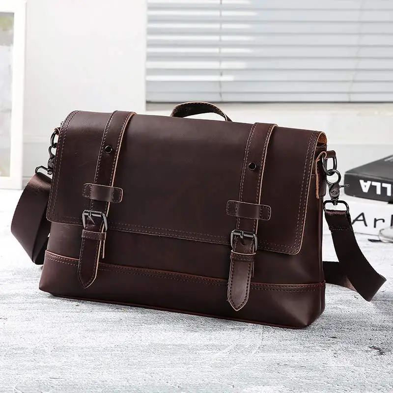 

Men's handbag high quality retro diagonal business document PU casual simple shoulder bag 2019 new JIULIN