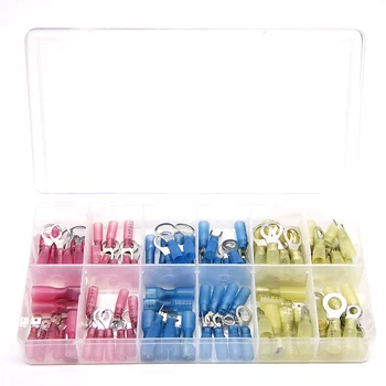 

120PCS Electrical Insulated Crimp Ring Butt Spade Waterproof Marine Automotive Splice Terminals Heat Shrink Wire Connector Kit