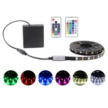Светодиодная RGB ленсветильник с питанием от аккумулятора, 5050, 5 в постоянного тока, меняющая цвет, водонепроницаемая лента, световая лента, s-...