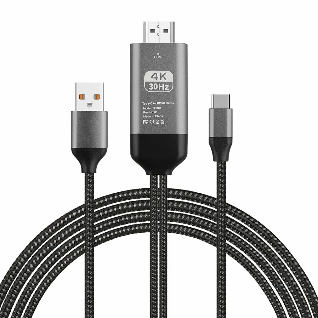 For Samsung Galaxy Note 8 9 S10+ Plus Type-C USB-C to HDMI HDTV 4K Cable Adapter Type C To HDMI Cable