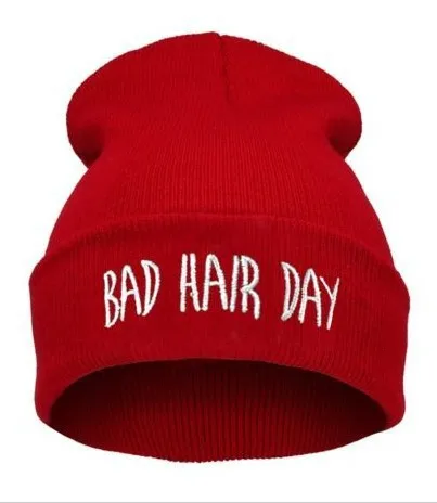 European style hip-hop beanie hat Bad Hair Day letters outdoor ski candy knitted cap women 11 color winter simple wool warm hat