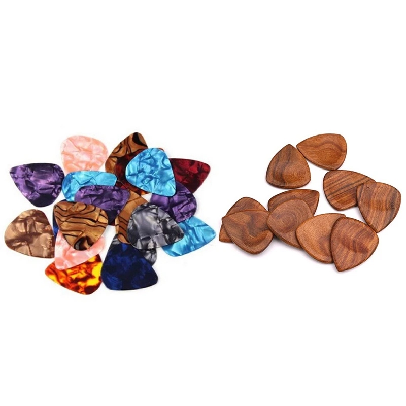 50-Pack 0,46 мм Стильная красочная Гитара целлулоид pick s Plectrums для бас и 1 шт деревянная акустическая гитара pectrum в форме сердца