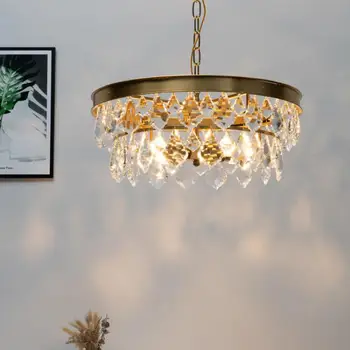 

American Retro Light Modern Bedroom Light Fixtures Porch Walkway Small Crystal Pendant Lights Girl Room Light Luxury led Lamp