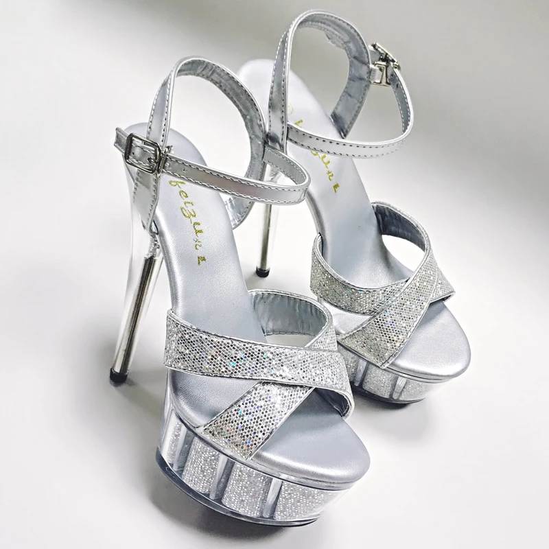 

Summer Sexy Women Sandals High Heels Bling Open Toe Transparent Heel Gladiator Sandals Platform Party Shoes C028