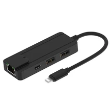 4 в 1 Usb 2,0 концентратор для IOS к RJ45 Ethernet конвертер адаптер LAN Проводная сеть для iPhone/iPad все серии с PD зарядкой