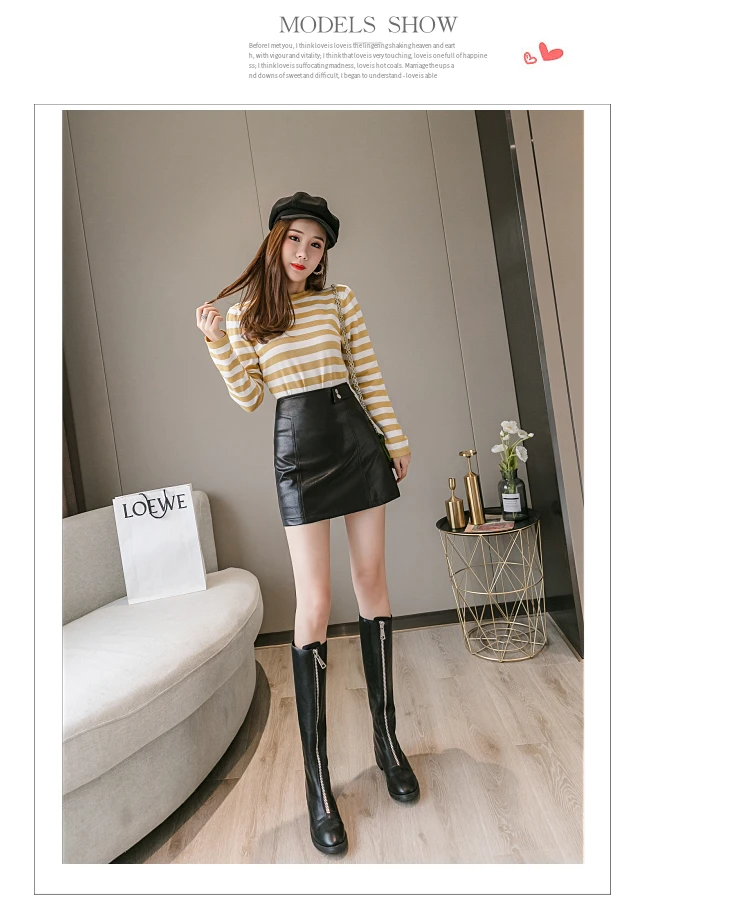 Winter High Waist Leather PU Mini Skirts Black Beige Bottom Women PU Mini Bandage Skirts Autumn Basic Student Women Skirts