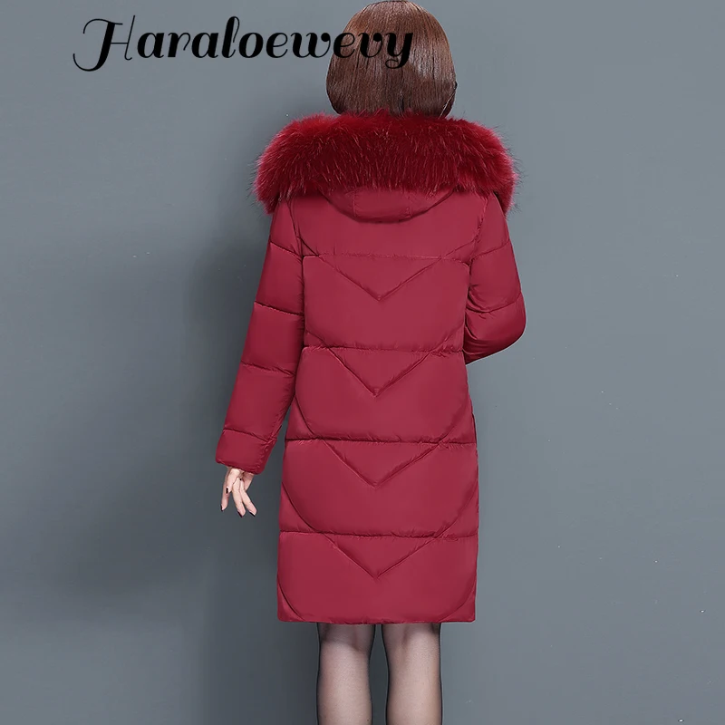 Beste Vrouwen Winter Jas Bontkraag Vrouwelijke Jas Slanke Katoen Gewatteerde Lange Jas Bovenkleding Winter Jas Parka Grote Maat 6XL