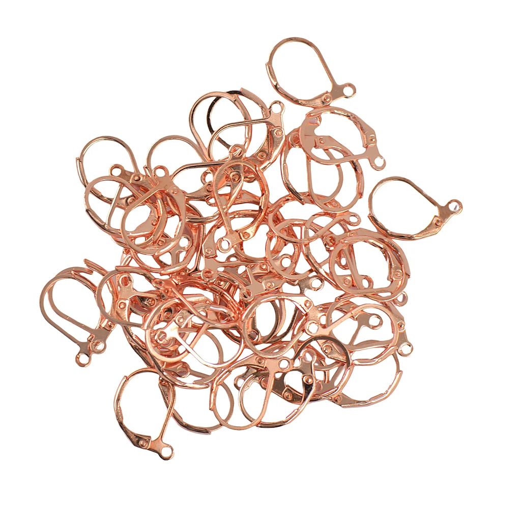 50pcs French Leverback Earrings Findings Hooks Open Loop DIY Rose Gold