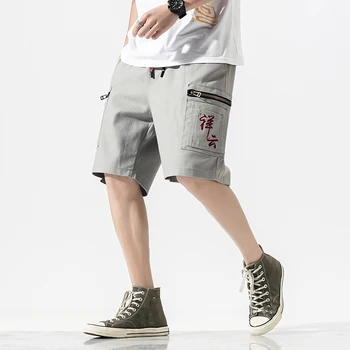 

Korea 2020 Summer Men Cargo Shorts Casual Multi Pocket Short Pants Hip Hop Streetwear Punk ROCK Trouers
